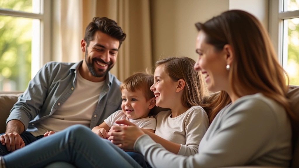 Rodina s dětmi diskutuje o rodičovské dovolené a sociálních dávkách