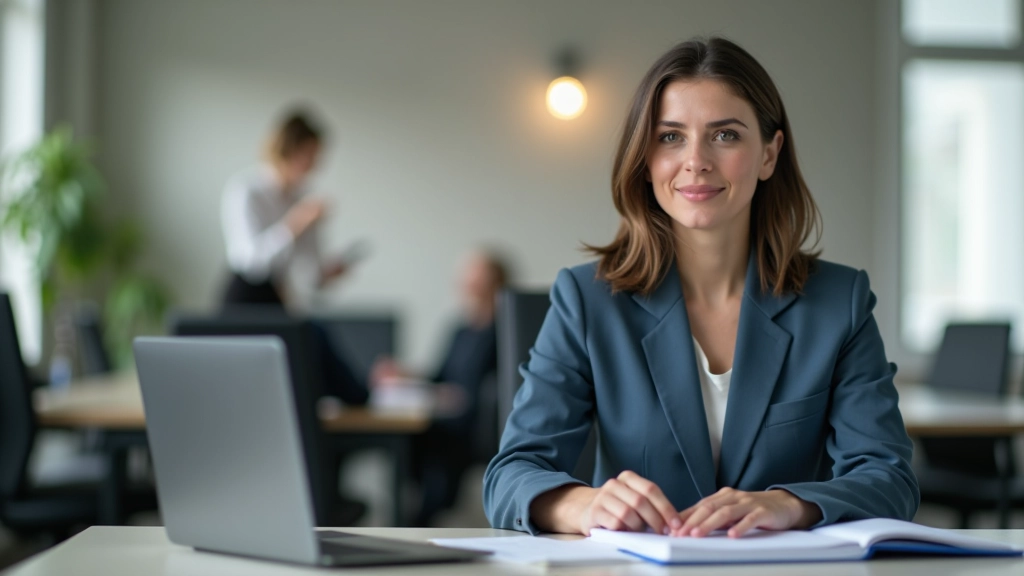 Žena v kanceláři pracuje s tabulkou a dokumenty na počítači